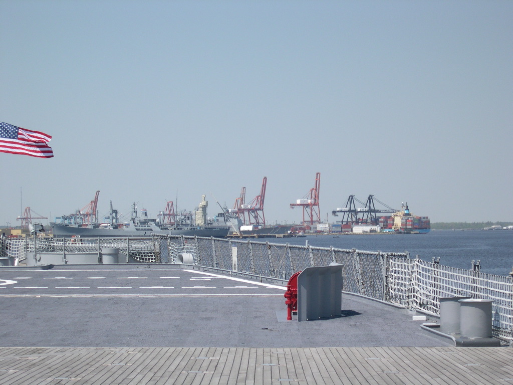 Norfolk - U.S.S. Wisconsin 17 - The Stern with a Shipyard Behind